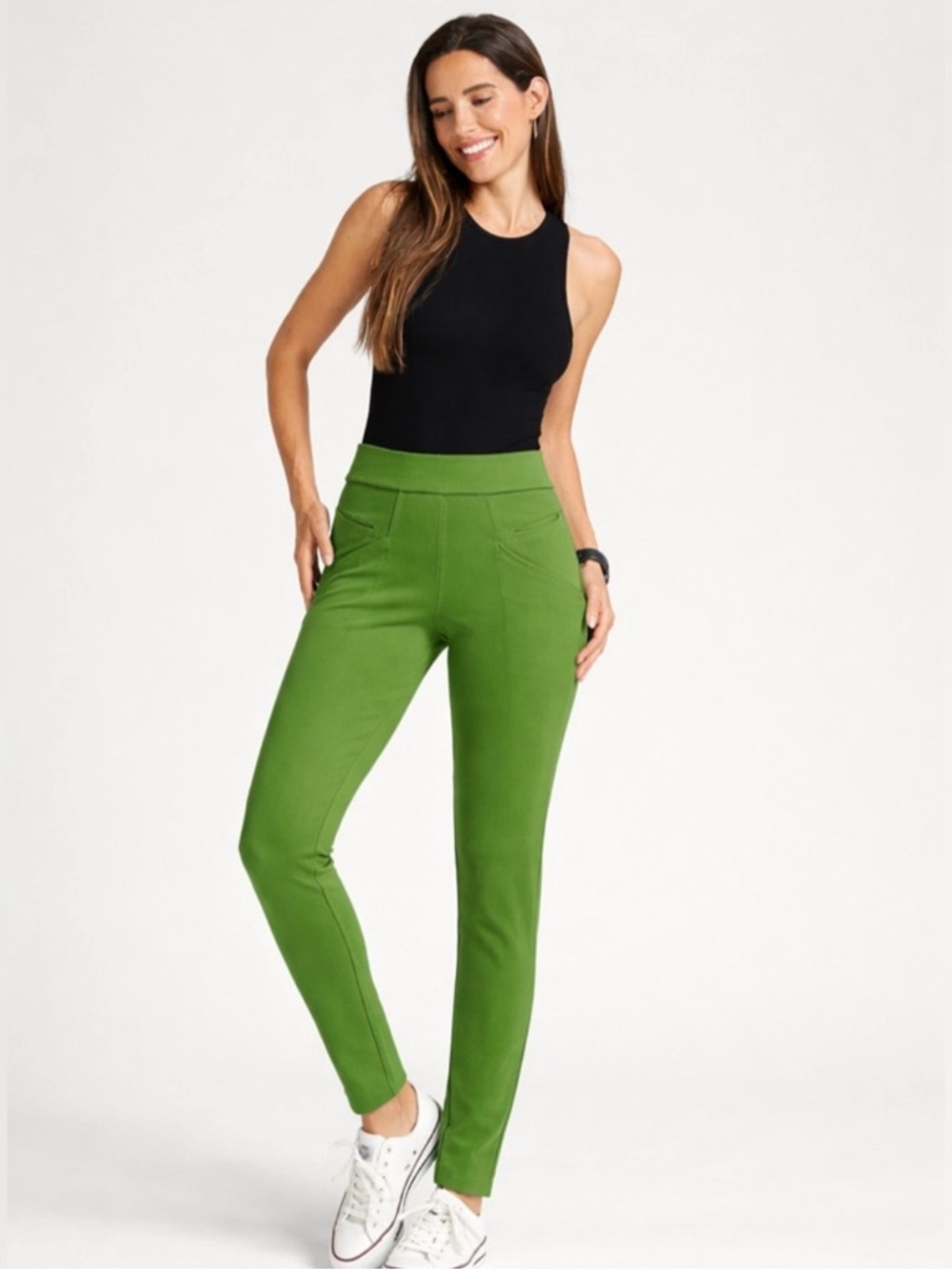 BETABRAND Women’s Kale Green Skinny Pull On Journey Pants Size M NEW